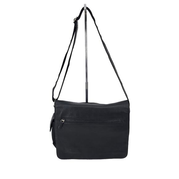 Fossil Black Leather Large Adjustable Strap Laptop Messenger Bag - Picture 1 of 8